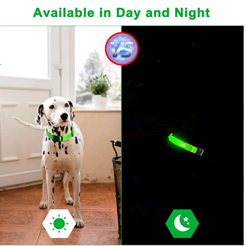 USB Rechargeable Luminous Collar Adjustable Led Glowing Dog Collar for Large Small Dogs Cat Night Light Collar Pet Safety Harnes